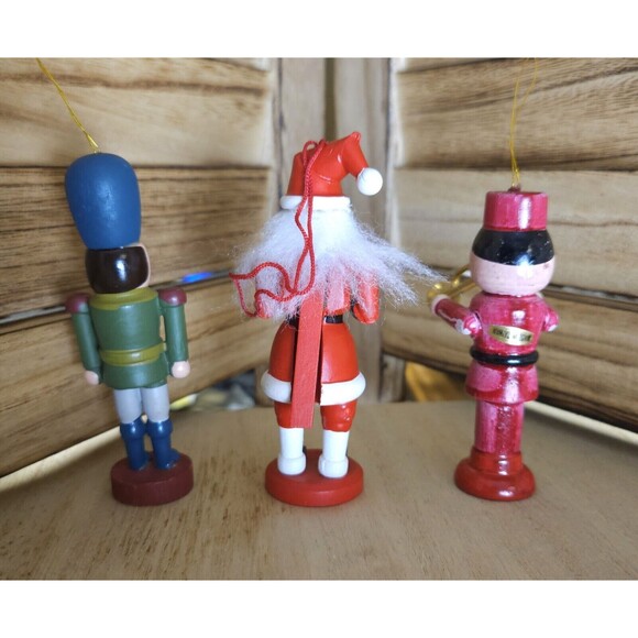 Vintage Nutcracker Wooden Soldiers Christmas Tree Ornaments 3.5 - 4"  Lot Of 3 - Picture 2 of 5